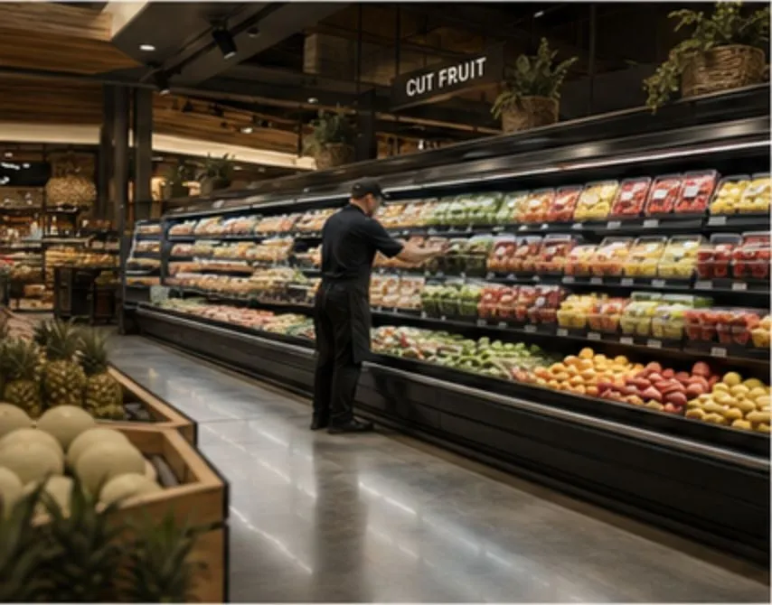 Grocery cut-fruit aisle, fully stocked