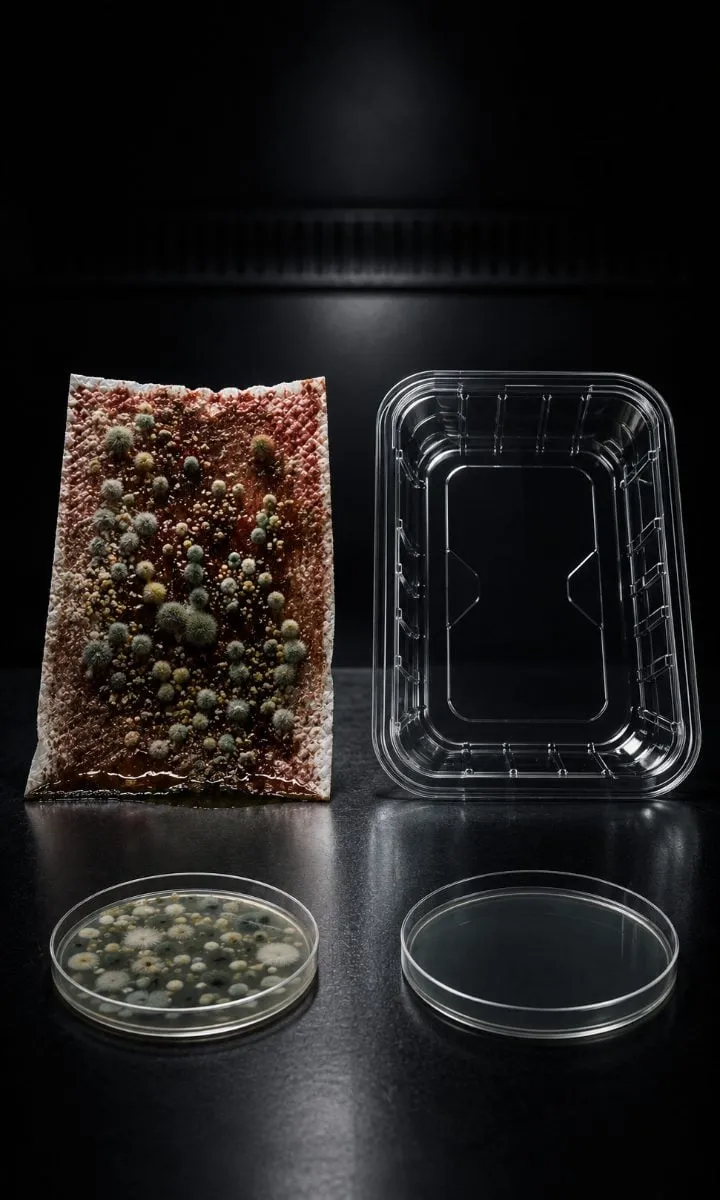Lab comparison of bacterial growth on a soaker pad versus a rinsed Lucid tray